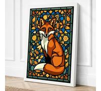 Fox in Stained Glass Canvas Wall Art Print 18x12 Inch (46 x 30 cm)