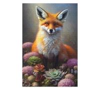 Fox in Succulent Garden Artistic Wooden Jigsaw Puzzle for Adults, 1000 PCS
