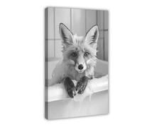 Fox in The Bathtub, Funny Bathroom Art Canvas Poster Wall Art Decor Print Picture Paintings for Living Room Bedroom Decoration 16x24inch(40x60cm)