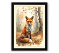 Fox in the Clearing Boho Framed Wall Art Print A2 (59.4×42cm) Black, Wall Decor for Living Room, Bedroom, Office & Home, Ready to Hang, Art Gift
