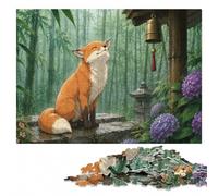 Fox in The Rain Adult Jigsaw Puzzle, Wooden, 500 Pieces | Family puzzle activity: tabletop activity for adults on quiet evenings.
