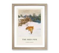 Fox In The Snow Vol.1 By Bruno Liljefors Exhibition Museum Painting Framed Print | A2 Oak Framed Wall Art | Ready to Hang | Modern Animal Picture | Living Room Bedroom Lounge Office