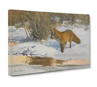 Fox In The Snow Vol.6 By Bruno Liljefors Canvas Print for Living Room Bedroom Home Office Décor, Wall Art Picture Ready to Hang, 30 x 20 Inch (76 x 50 cm)