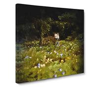 Fox in the Springtime Canvas Print | Gallery Wrapped 30mm Frame Wall Art | 14x14 inches | Ready to Hang | Abstract Animals Picture | Living Room Bedroom Lounge Office