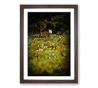 Fox in The Springtime in Abstract Framed Print | A2 Walnut Framed Wall Art | Ready to Hang | Abstract Animal Picture | Living Room Bedroom Lounge Office