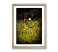 Fox In The Springtime In Abstract Modern Framed Print | A2 Oak Framed Wall Art | Ready to Hang | Abstract Animal Picture | Living Room Bedroom Lounge Office