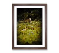 Fox In The Springtime In Abstract Modern Framed Print | A3 Walnut Framed Wall Art | Ready to Hang | Abstract Animal Picture | Living Room Bedroom Lounge Office