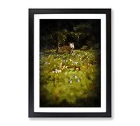 Fox In The Springtime In Abstract Modern Framed Print | A4 Black Framed Wall Art | Ready to Hang | Abstract Animal Picture | Living Room Bedroom Lounge Office