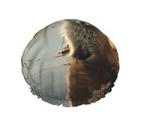 Fox in the Water Printed shower cap, reusable, specially designed for women's long hair, double-layer structure, suitable for bathing.