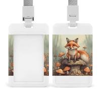 Fox in The Woods ID Badge Holder Cute ID Badge Name Card Holder with Lanyard Detachable Name Tag Clips Vertical ID Card Protector Case for Daily Office Gifts