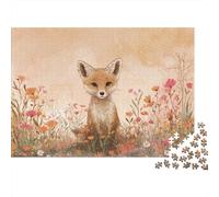 Fox in Wildflower Field Jigsaw Puzzles Puzzles for Adults Kids. 1000 Piece Whimsical Challenge Toy Educational Game Home Decoration for Educational Games Gifts 70x50cm/1000pcs