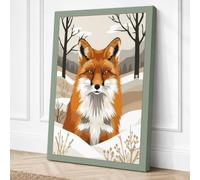 Fox in Winter Modern Canvas Wall Art Print 18x12 Inch (46 x 30 cm)