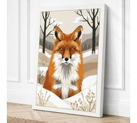 Fox in Winter Modern Canvas Wall Art Print 18x12 Inch (46 x 30 cm)