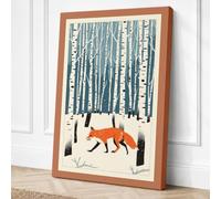 Fox in Winter Woods Canvas Wall Art Print 30x20 Inch (76 x 51 cm)