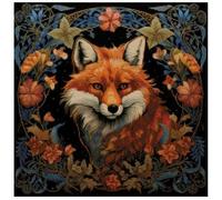 Fox in Wreath Counted Cross Stitch Kits,100% Cotton,200x200 Stitch, 36x36cm Advanced Adult Cross Stitch kit Fox Counted Cross Stitch kit