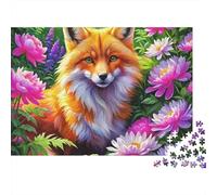 Fox Jigsaw Puzzle Blossom Orange Vulpine 1000 Piece Thick Recycled Cardboard Home Leisure for Family Adults Nursing Home Seniors Beginners 70x50cm/1000pcs