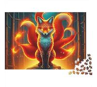Fox Jigsaw Puzzle Flame Vulpine 1000pc Premium Sturdy Cardboard Framable Art Travel Staycation for Adults Couples Teenagers Beginners 38x26cm/1000pcs