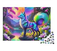 Fox Jigsaw Puzzle Rainbow Vulpine 1000pc Recycled Cardboard Stress Relief Rainy Day Indoor Activity for Teenagers Adults Advanced 52x38cm/1000pcs