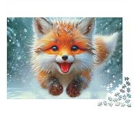 Fox Jigsaw Puzzle Snowy Vulpine 1000 Pieces Sturdy Cardboard Travel Staycation Group Activity for Family Adults Teenagers Couples 38x26cm/1000pcs