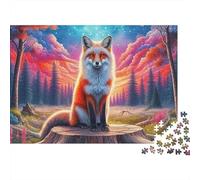 Fox Jigsaw Puzzle Stump Vulpine 1000 Piece Premium Dust-Free Cardboard Birthday Gift Indoor Leisure for Adults Beginners Advanced Enthusiasts 70x50cm/1000pcs