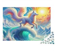 Fox Jigsaw Puzzle Wave Vulpine 1000 Pieces Premium Matte Finish Cardboard Framable Art Group Activity for Couples Adults Enthusiasts 70x50cm/1000pcs