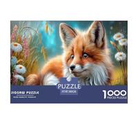 Fox Jigsaw Puzzles Puzzle for Adults Kids. 1000 Piece Wildflower Meadow Whimsical Challenge Toy Home Decoration for Adults& Kids Age 14 Years Up 38x26cm/1000pcs