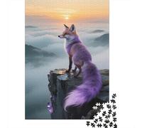 Fox Jigsaw Puzzles Puzzle for Adults Kids. 1000 Pieces Sunset Cliff Challenge Toy Educational Games Home Decoration for Adults& Kids Age 14 Years Up 1000pcs (75x50cm)