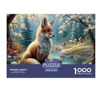 Fox Jigsaw Puzzles Puzzles for Adults Kids. 1000 Pieces Forest Stream Whimsical Challenge Toy Home Decoration for Adults& Kids Age 14 Years Up 70x50cm/1000pcs