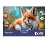 Fox Jigsaw Puzzles Puzzles for Adults Kids. 1000 Pieces Wildflower Meadow Impossible Challenge Toy Home Decoration for Gifts 70x50cm/1000pcs