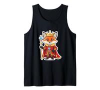 Fox King Crown Scepter Animal Character Design Tank Top