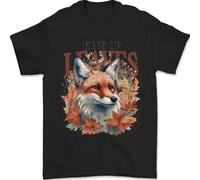 Fox King of Leaves Mens T-Shirt 100% Cotton Black M