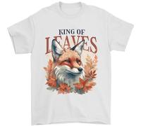 Fox King of Leaves Mens T-Shirt 100% Cotton White 4XL