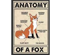 Fox Knowledge Metal Tin Sign Anatomy Of A Fox Retro Poster School Education Living Room Bathroom Kitchen Home Art Wall Decoration Plaque