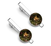 Fox Leaf Flowers in Grove Men's Tie Clips Necktie Bar Pinch Clip Set of 2 Formal Business Wedding Accessories