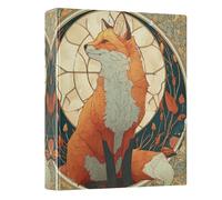 Fox Leaves Circle Beige Blue 3 - Ring Binders with 1.57" Round Rings Fit 200 Sheets of 8.5x11 Inches Paper for Home Office Meeting Classroom School, 12.4x10.63x2.36 Inches