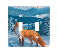 Fox Light Switch Cover Plate/Outlet Covers, Winter Mountain Scene, Thermoplastic Wall Plates, Standard Size Double Toggle