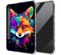 Fox Listen Music Clear Back Case for Samsung Galaxy Tab S9 FE 10.9 Inch 2023(X510/X516/X518),DIGTIALL Transparent Ultra-Thin Soft TPU Anti-Slip Shockproof Protection Cover
