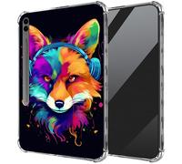 Fox Listen Music Clear Back Case for Samsung Galaxy Tab S9 FE Plus 12.4-Inch 2023 (SM-X610/SM-X616),DIGTIALL Transparent Ultra-Thin Soft TPU Anti-Slip Shockproof Protection Cover