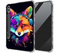 Fox Listen Music Clear Back Case for Samsung Galaxy Tab S9 Plus 12.4 Inch 2023 Model (SM-X810/X816B/X818U),DIGTIALL Transparent Ultra-Thin Soft TPU Anti-Slip Shockproof Protection Cover