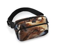 Fox Looking Up Fanny Pack Waterproof External Pocket Portable Waist Pack Outdoor Adjustable Strap Lightweight Waist Bag for Workout Traveling Casual Running Hiking Cycling