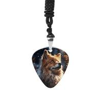 Fox Looking Up Guitar Pick Necklace Exquisite Cool Pendant Necklaces Titanium Steel Personalized Necklaces Fashion Guitar Pick Holder Necklace Unisex Unique Gifts