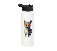 Fox Lover Robotic Cyborg AI Foxes Robot Dystopian Stainless Steel Insulated Water Bottle