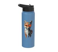 Fox Lover Robotic Cyborg AI Foxes Robot Dystopian Stainless Steel Insulated Water Bottle