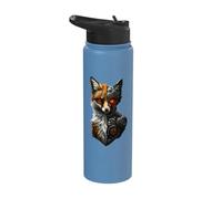 Fox Lover Robotic Cyborg AI Foxes Robot Dystopian Stainless Steel Insulated Water Bottle