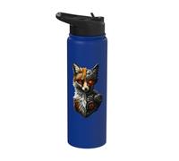 Fox Lover Robotic Cyborg AI Foxes Robot Dystopian Stainless Steel Insulated Water Bottle