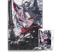Fox Mask Anime Girl 1000 Piece Jigsaw Puzzles for Adults Teenagers Creative Problem Solving Game Heartfelt Memorable Gift Idea Size 38x52cm