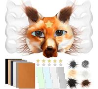 Fox Mask Kit Mask Making Kit with Furry Strip, Eye Mesh, Star Sticker and Felt Mask Art Craft Kits Fox Facepiece Eye Catching for Theme Party