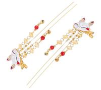 Fox Mask Vintage Chinese Style 2pcs Tassel Hair Clips Alloy | Half-up Hairstyles and Hair Buns, Sparkling Tassels, Easy Clip-on Wear, Festival-ready Accessory Color Color