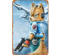 Fox Mccloud painting Poster Vintage Retro Metal Sign 8x12 Inch Man Cave Home Wall Decor