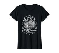 Fox Me Solving My Problems Sleep Nap Funny Value Graphic T-Shirt, Women, Black, L